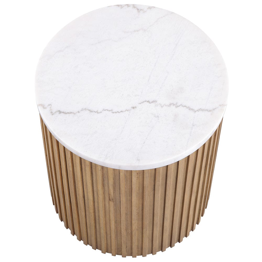 Steve Silver - Colvin 3-Piece Round White Marble Top Table Set, Toffee Finish - COL100NW-2E-3PC view 2