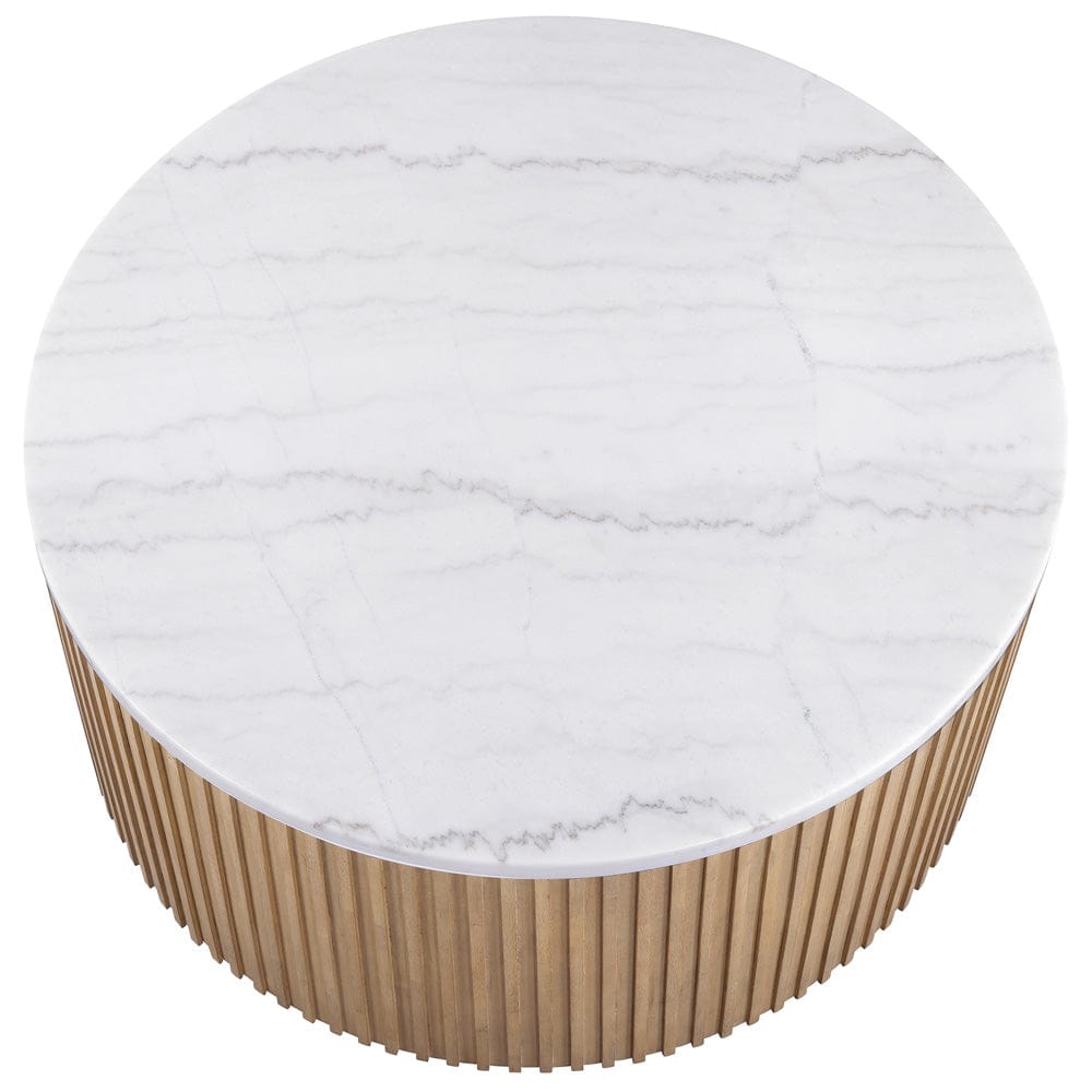 Steve Silver - Colvin 3-Piece Round White Marble Top Table Set, Toffee Finish - COL100NW-2E-3PC view 3