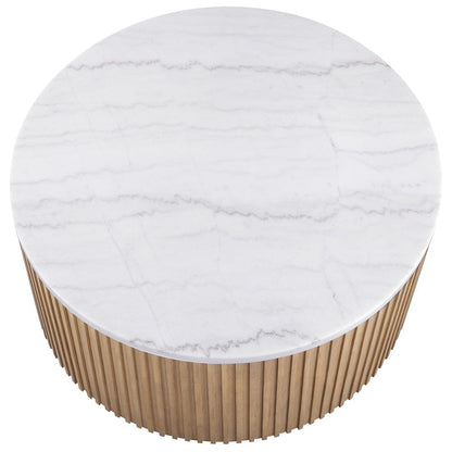 Steve Silver - Colvin 3-Piece Round White Marble Top Table Set, Toffee Finish - COL100NW-2E-3PC view 3