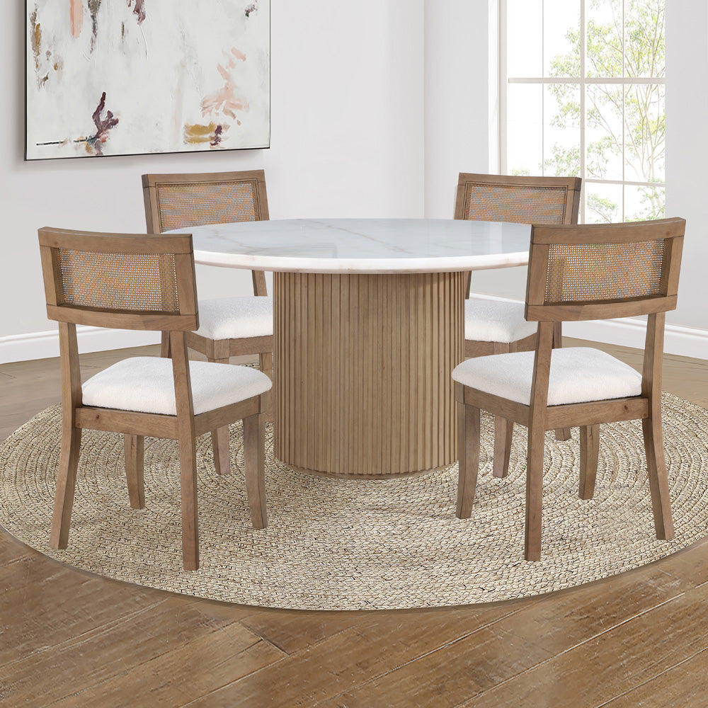 Steve Silver - Colvin 5-Piece 52" White Marble Table w/ Chair - COL500NW-500NS-D5PC view 1