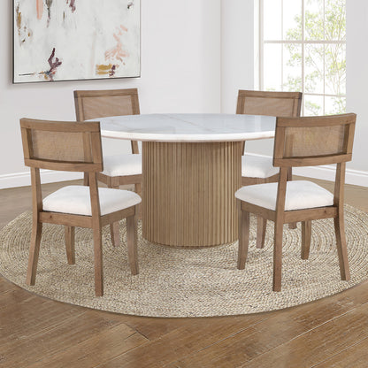Steve Silver - Colvin 5-Piece 52" White Marble Table w/ Chair - COL500NW-500NS-D5PC view 1