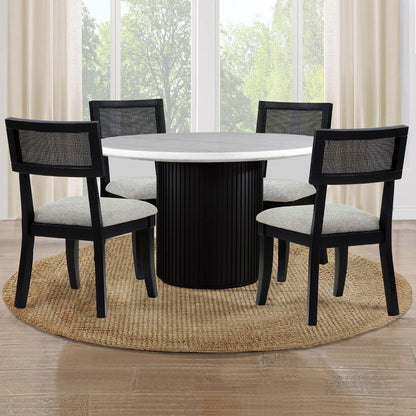 Steve Silver - Colvin 5-Piece 52" White Marble Table w/ K Chr - COL500KW-500KS-D5PC view 1