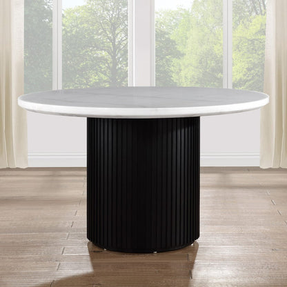 Steve Silver - Colvin 5-Piece 52" White Marble Table w/ K Chr - COL500KW-500KS-D5PC view 7