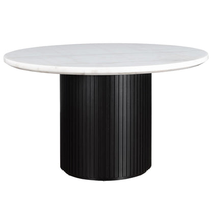 Steve Silver - Colvin 52-inch Round White Marble Table, Black Base - COL500KW-MTTB view 1