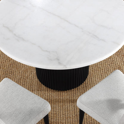 Steve Silver - Colvin 52-inch Round White Marble Table, Black Base - COL500KW-MTTB view 4