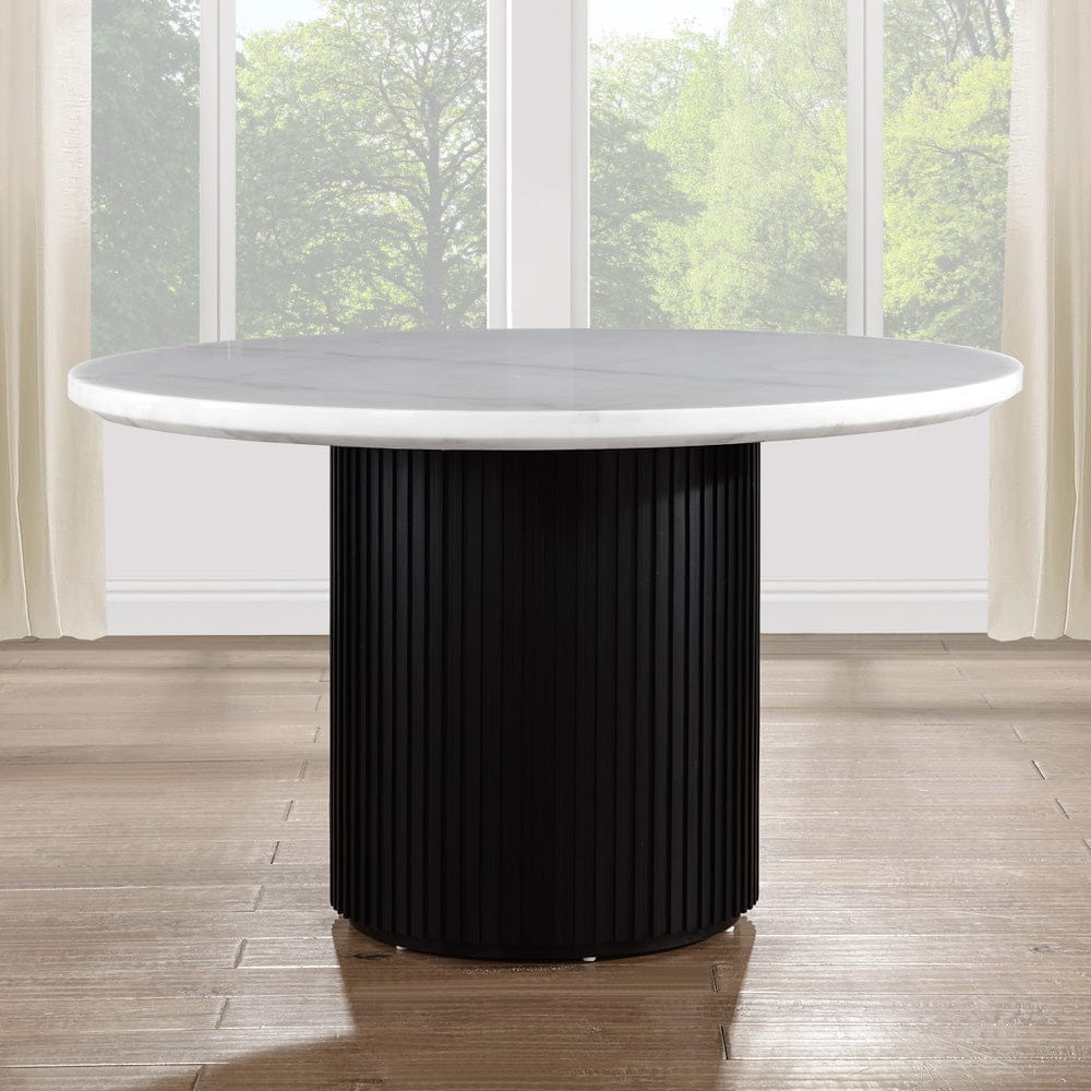 Steve Silver - Colvin 52-inch Round White Marble Table, Black Base - COL500KW-MTTB view 5