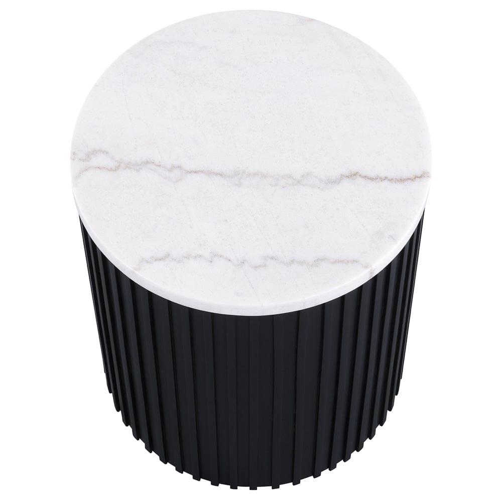 Steve Silver - Colvin Round White Marble Top Table Set, Black Finish - COL100KW-2E-3PC view 3