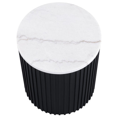 Steve Silver - Colvin Round White Marble Top Table Set, Black Finish - COL100KW-2E-3PC view 3