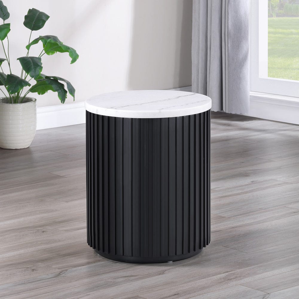 Steve Silver - Colvin Round White Marble Top Table Set, Black Finish - COL100KW-2E-3PC view 8