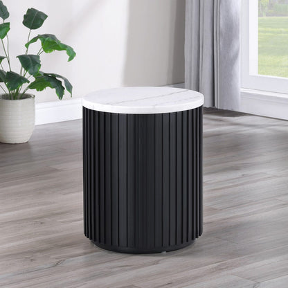 Steve Silver - Colvin Round White Marble Top Table Set, Black Finish - COL100KW-2E-3PC view 8