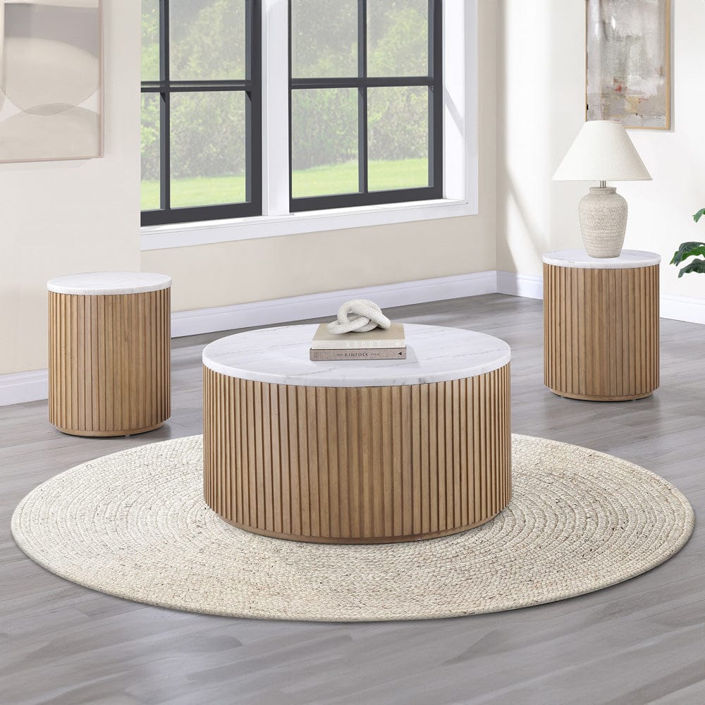 Steve Silver - Colvin White Marble Top End Table, Toffee Finish - COL100NWME view 4