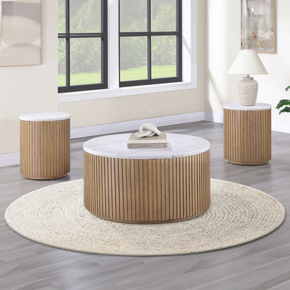 Steve Silver - Colvin White Marble Top End Table, Toffee Finish - COL100NWME view 4