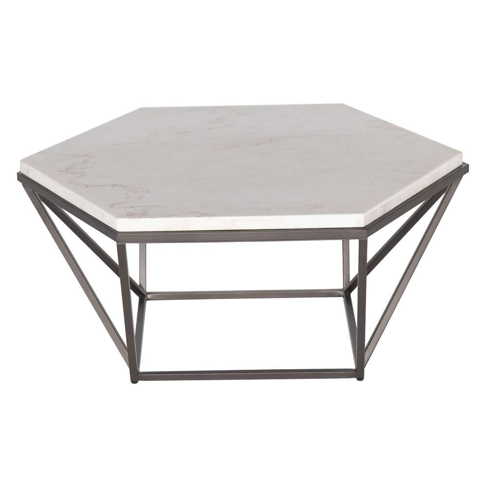 Steve Silver - Corvus White Marble Top Hexagon Cocktail Table - CV200C