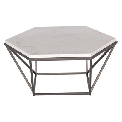 Steve Silver - Corvus White Marble Top Hexagon Cocktail Table - CV200C