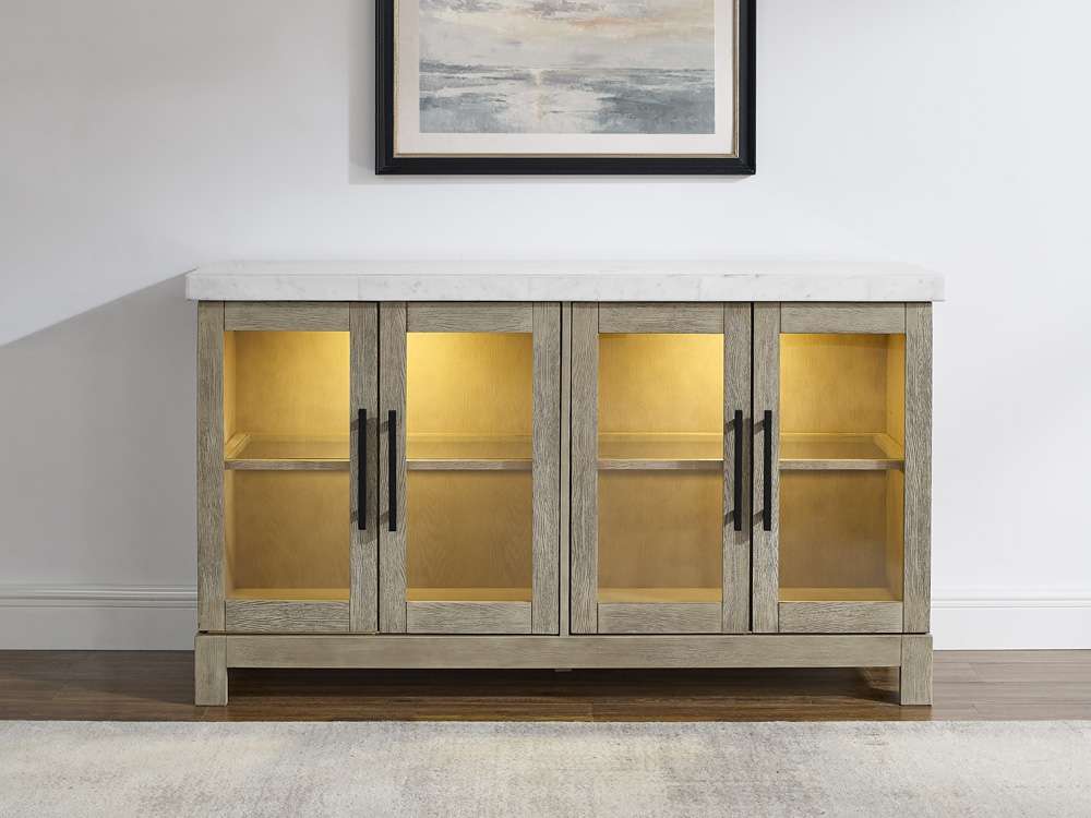 Steve Silver - Csrena Lighted White Marble Sideboard - CA520WSB veiw 4