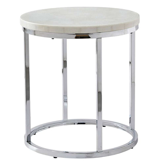 Steve Silver - Echo White Marble Top Round End Table - EC100WE veiw 1