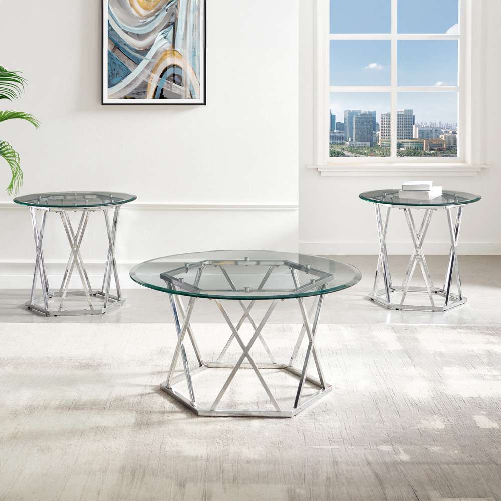 Steve Silver - Escondido 3-Piece Glass Top Table Set - ED200-2E-3PC veiw 1