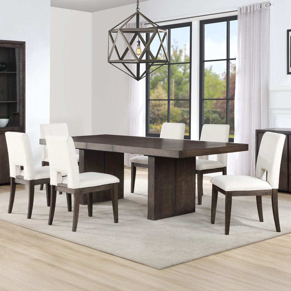 Steve Silver - Evan 5-Piece 78-96-inch Table Set with White Linen-Look Chairs - EVA500NW-D7PC view 1