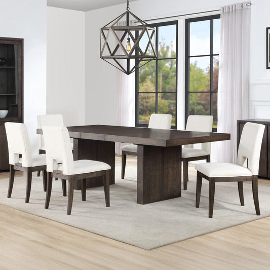 Steve Silver - Evan 5-Piece 78-96-inch Table Set with White Linen-Look Chairs - EVA500NW-D7PC view 1