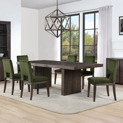 Steve Silver - Evan 78-+96-inch Dining Table w/18-inch leaf, 4 Emerald Side Chairs - EVA500NE-D7PC view 1
