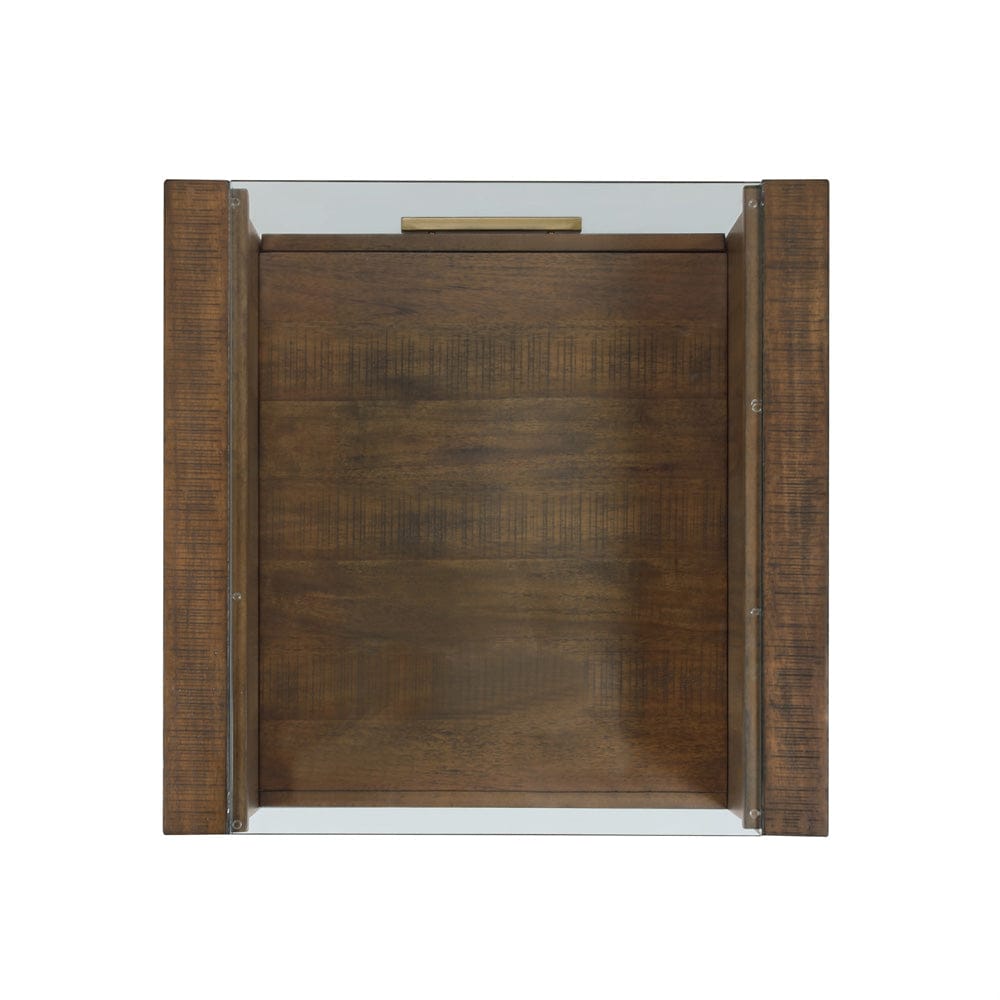 Steve Silver - Garland Glass Top End Table, Toffee Finish - GA100E view 3