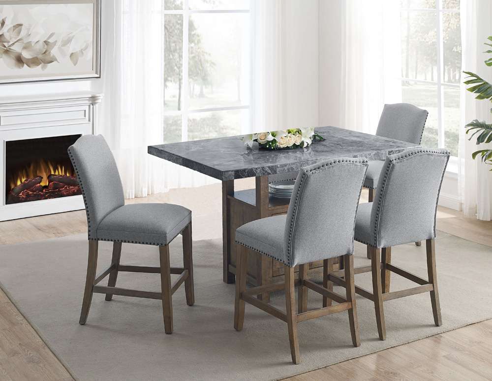 Steve Silver - Grayson 5PC Gray Marble Counter Dining Set - GS600C5PC veiw 1