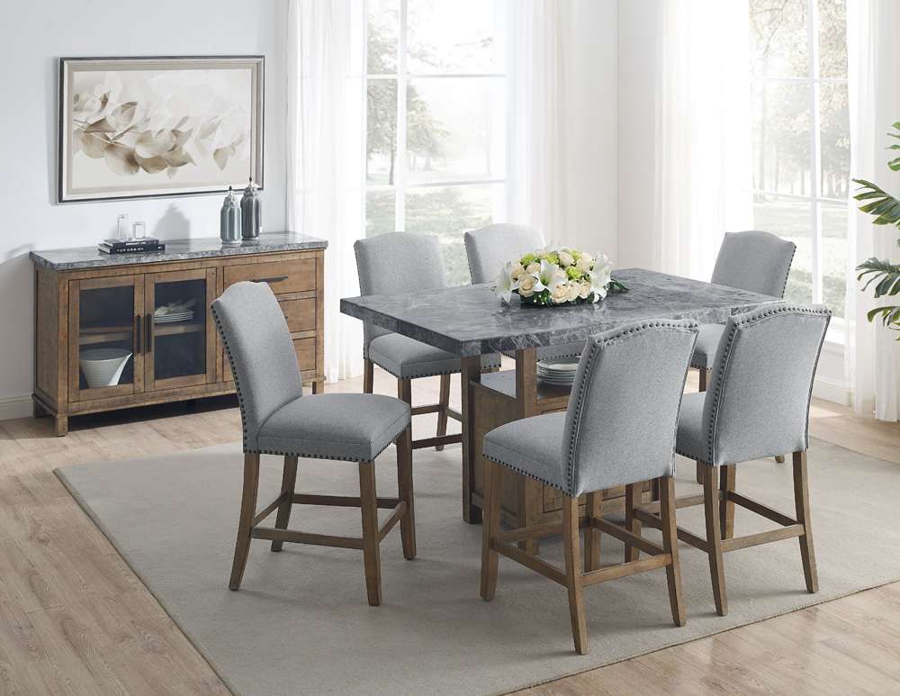 Steve Silver - Grayson Gray Marble Counter Table - GS600CGTTB veiw 3