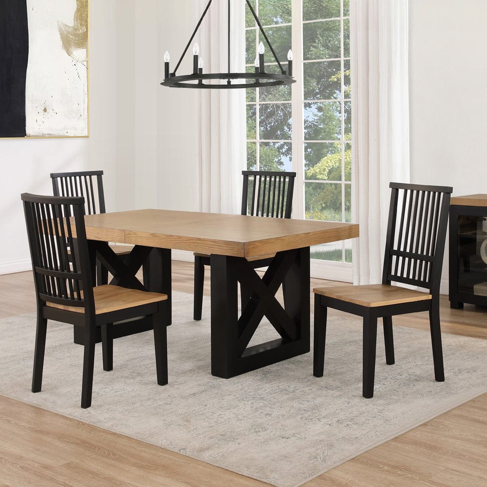 Steve Silver - Magnolia 5-Piece Set, 72-108" Dining Table w/2-18 Leaves, 4 Side Chairs, Black Base - MM500K-D5PC view 1