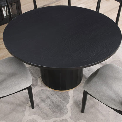 Steve Silver - Magnolia 52-inch Round Dining Table & 6 Upholstered Side Chairs, Black Finish - MM520K-D7PC view 7