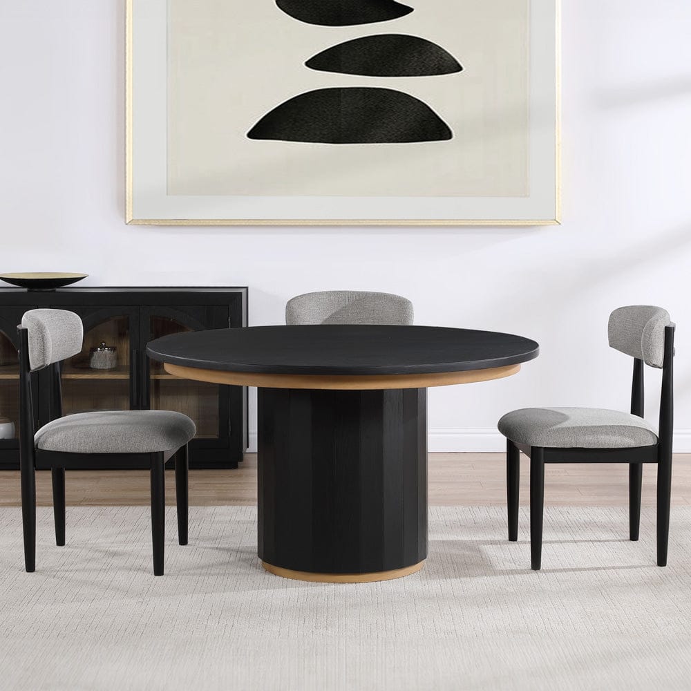 Steve Silver - Magnolia 52-Inch Round Table, Black with Gold Accent - MM520KTTTB view 6