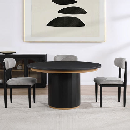 Steve Silver - Magnolia 52-Inch Round Table, Black with Gold Accent - MM520KTTTB view 6