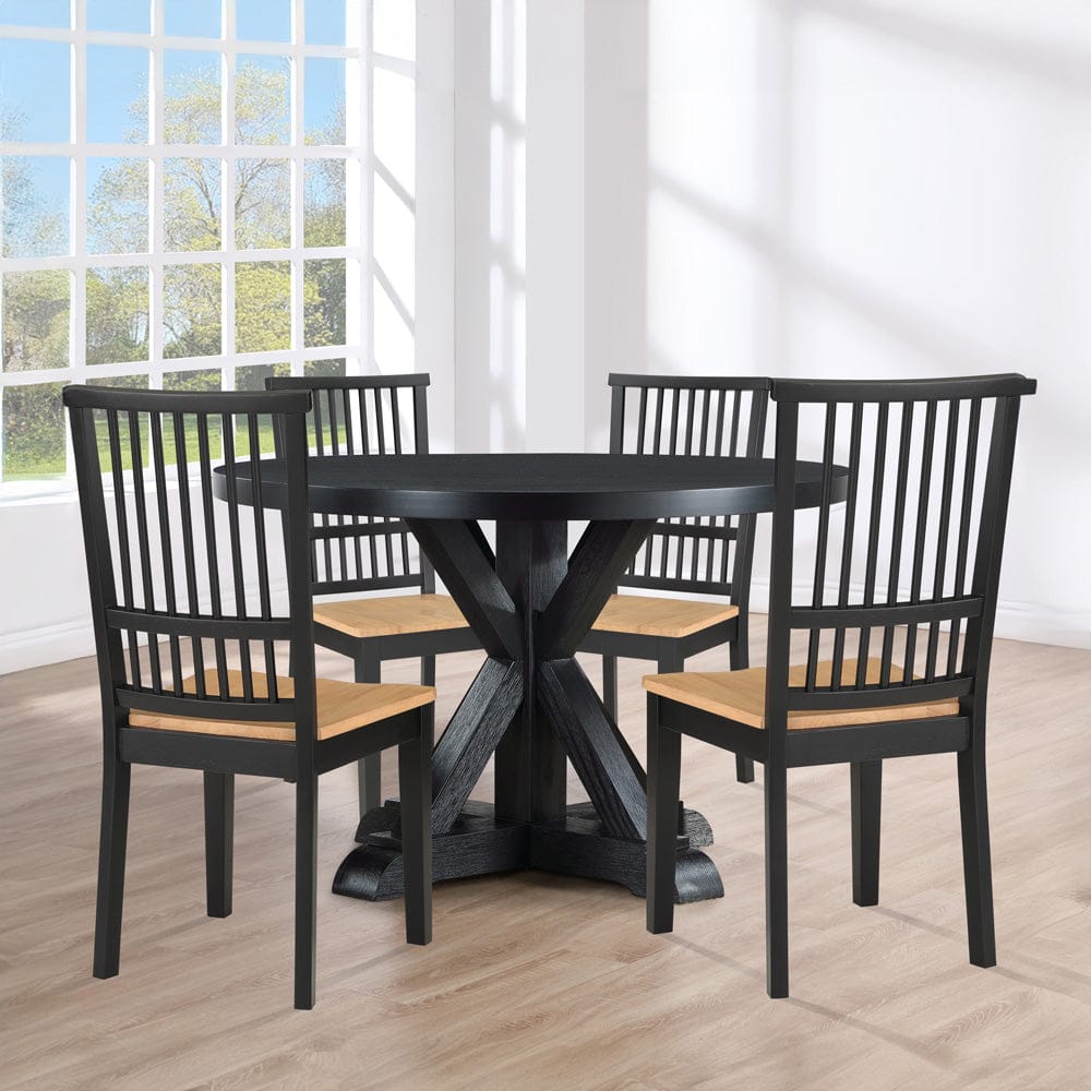 Steve Silver - Molly Black 48" Table w/ 4 Magnolia Chairs - MY4848K-MM500S-D5PC view 1