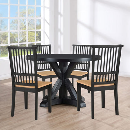 Steve Silver - Molly Black 48" Table w/ 4 Magnolia Chairs - MY4848K-MM500S-D5PC view 1