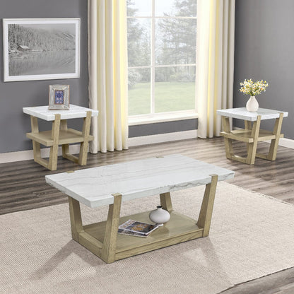Steve Silver - Perth 3-Piece Marble Top Occasional Set (Cocktail Table & Two End Tables) - ER100-2E-3PC view 1