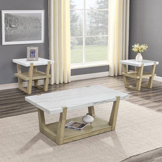 Steve Silver - Perth 3-Piece Marble Top Occasional Set (Cocktail Table & Two End Tables) - ER100-2E-3PC view 1