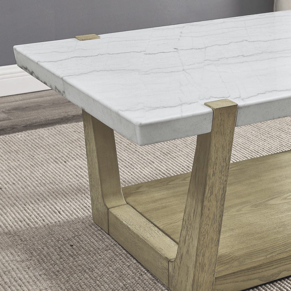 Steve Silver - Perth White Marble 3-Piece Table Set (Cocktail, End & Sofa Table) - ER100-3PC view 5