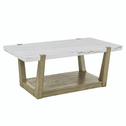 Steve Silver - Perth White Marble Cocktail Table with Casters - ER100C view 1