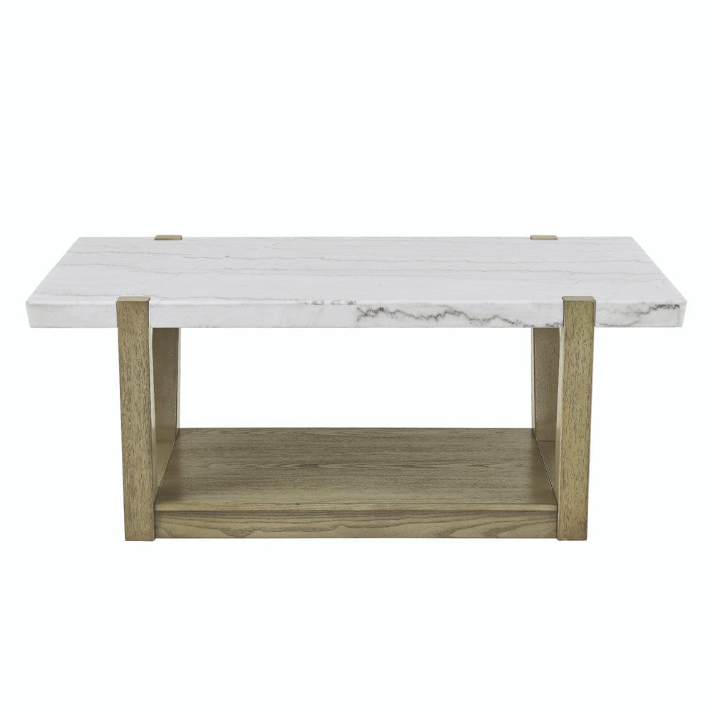 Steve Silver - Perth White Marble Cocktail Table with Casters - ER100C view 2