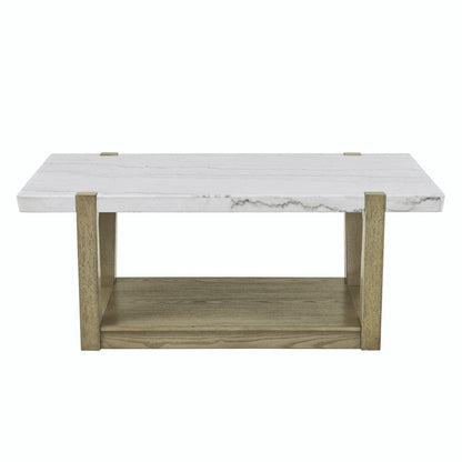 Steve Silver - Perth White Marble Cocktail Table with Casters - ER100C view 2