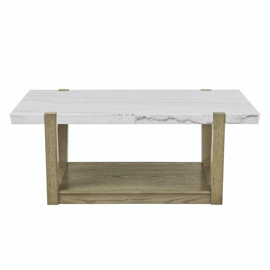 Steve Silver - Perth White Marble Cocktail Table with Casters - ER100C view 2
