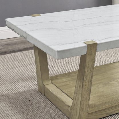 Steve Silver - Perth White Marble Cocktail Table with Casters - ER100C view 3