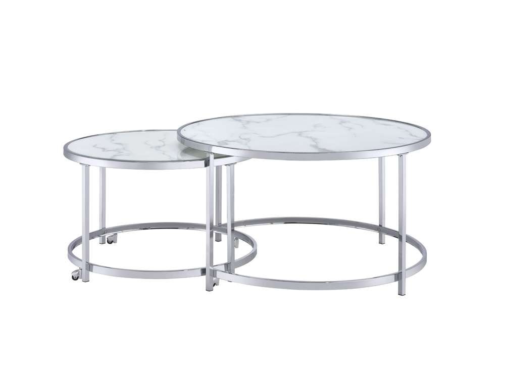 Steve Silver - Rayne Nesting Cocktail Table - White - RY300NCW veiw 1