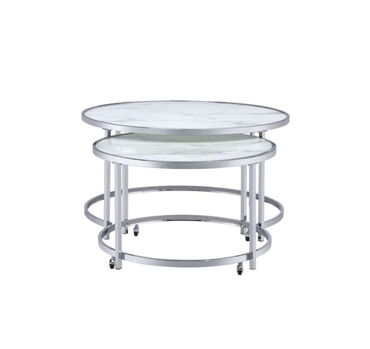 Steve Silver - Rayne Nesting Cocktail Table - White - RY300NCW veiw 2