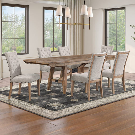Steve Silver - Riverdale Trestle Table w/ 6 Uph Chairs - RV500TTB_RV700S-D7PC view 1