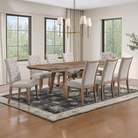 Steve Silver - Riverdale Trestle Table with 8 RV700S Chairs - RV500TTB_RV700S-D9PC view 1