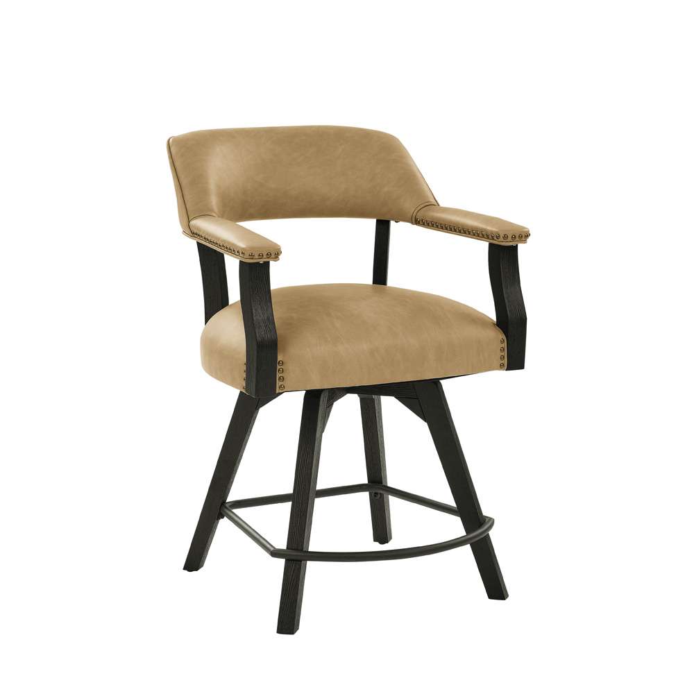 Steve Silver - Rylie 24in Counter Captains Chair - Black Finish with Sand Vegan Leather - RL600KACCT veiw 2