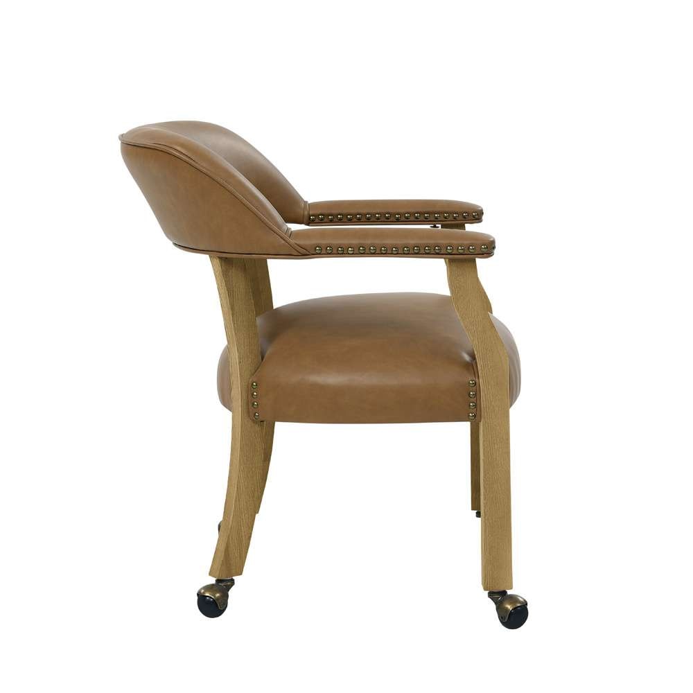 Steve Silver - Rylie Castered Captains Chair - Camel Vegan Leather - RL500ACN veiw 3