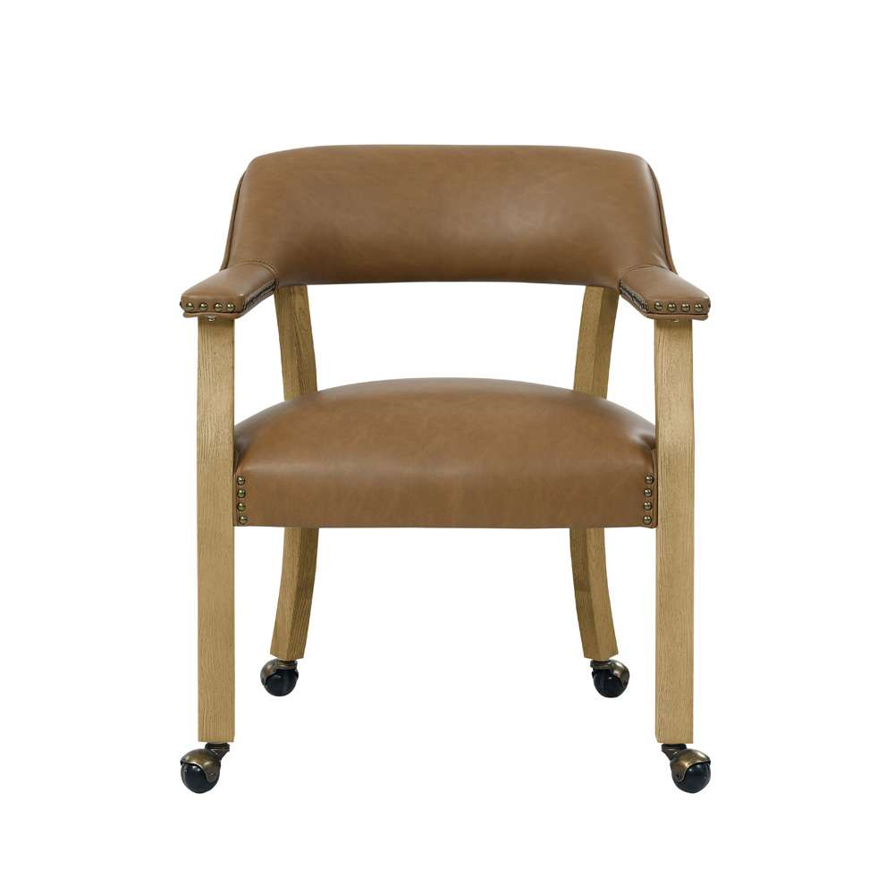 Steve Silver - Rylie Castered Captains Chair - Camel Vegan Leather - RL500ACN view 1