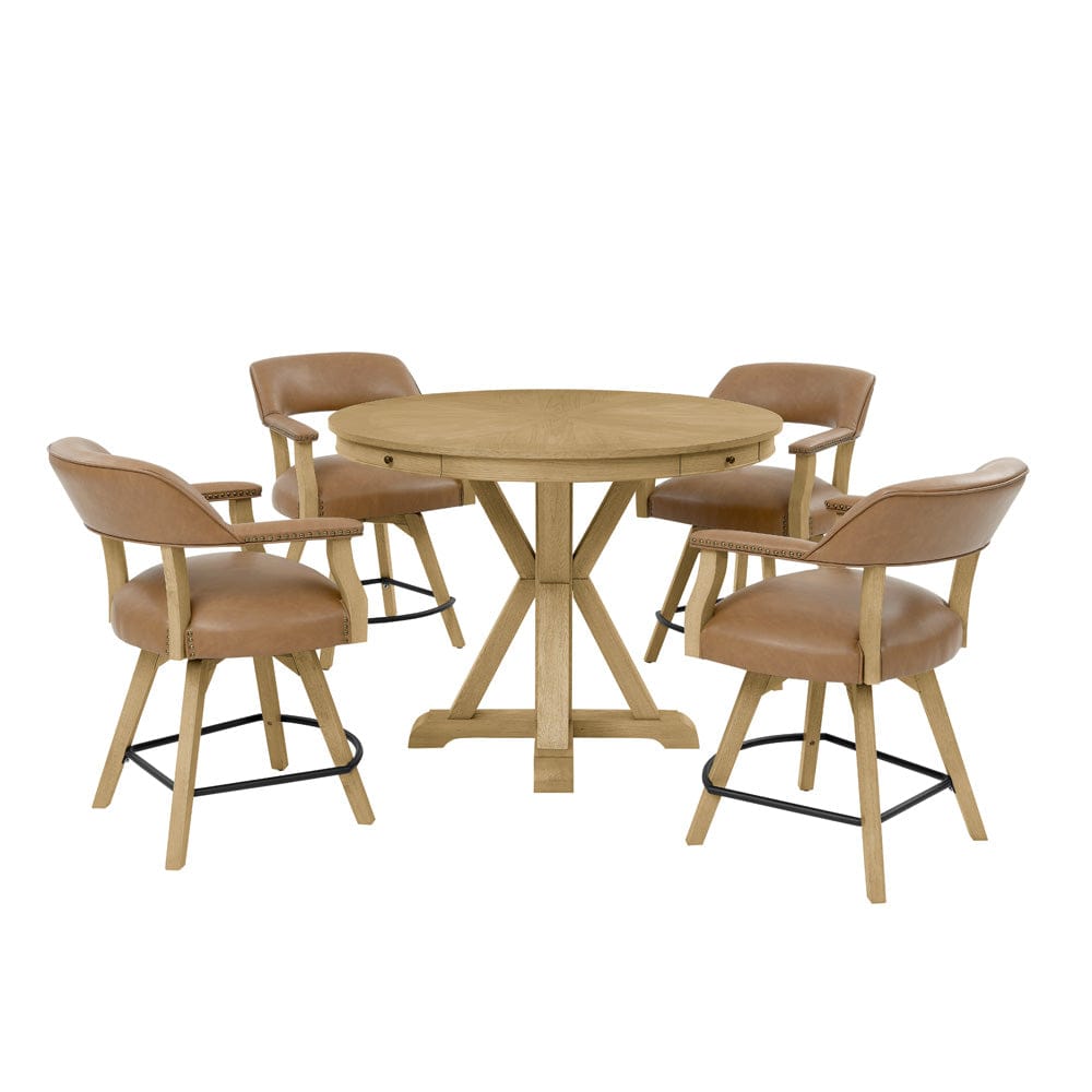 Steve Silver - Rylie Counter Table & 4 Swivel Counter Chairs, Natural Finish - RL600N-C5PC view 1