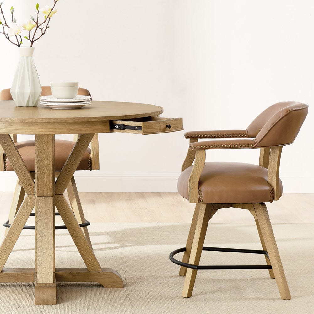 Steve Silver - Rylie Counter Table & 4 Swivel Counter Chairs, Natural Finish - RL600N-C5PC view 7